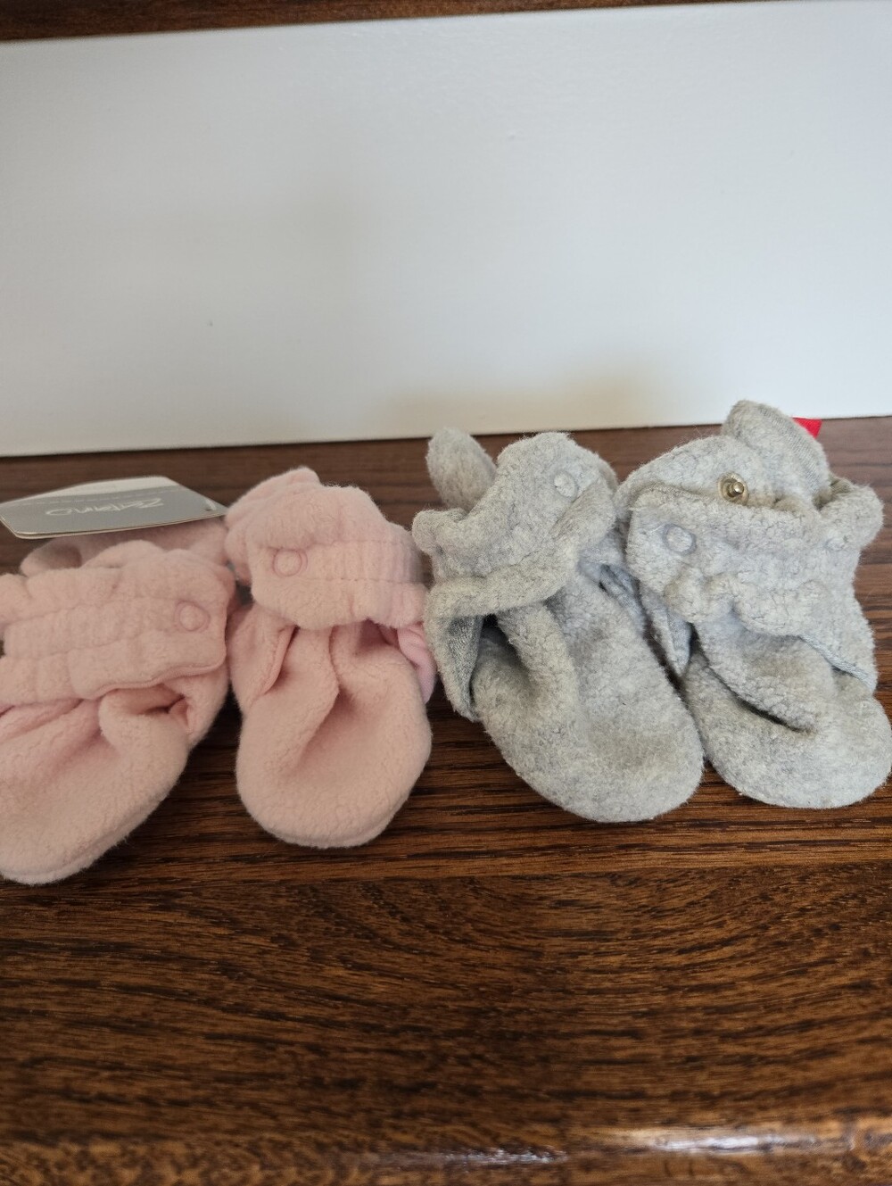 ZUTANO| Baby Fleece Booties Set - Pink & Gray